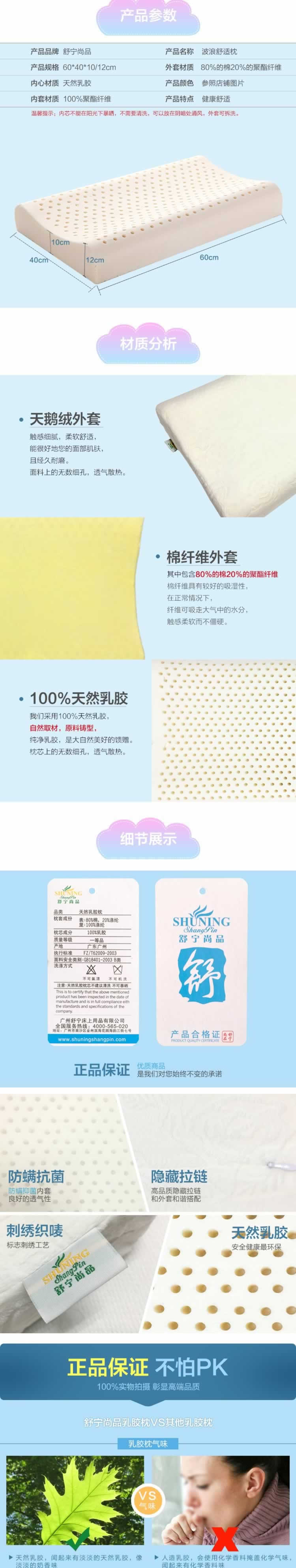 人體工學成人乳膠枕頭描述